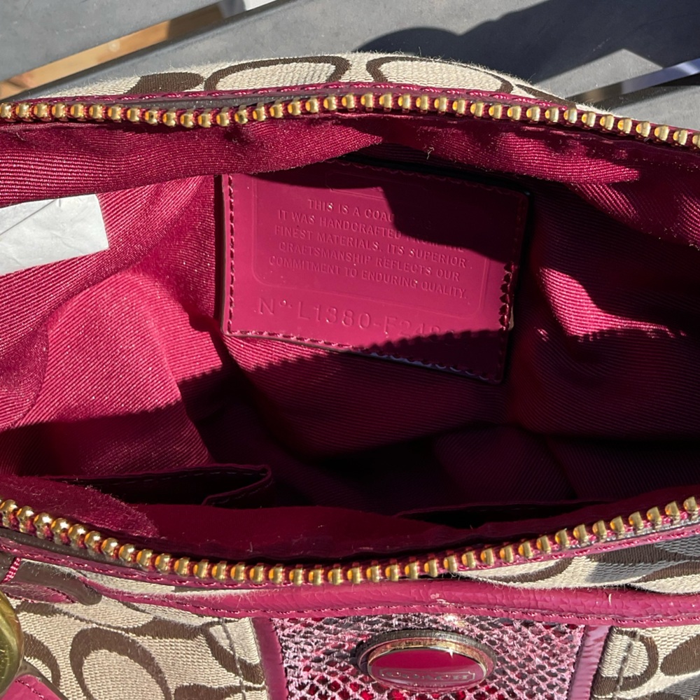 Coach Signature Stripe Python Snake Zip Satchel o… - image 6